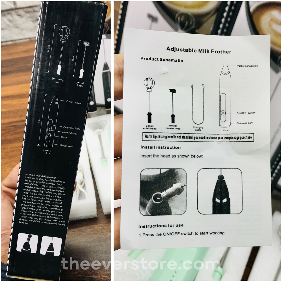 2 in 1 Electric Rechargeable Coffee Beater & Milk Frother | Egg Beater